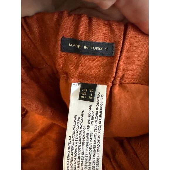 Massimo Dutti Pants Women's Size 8 Terracotta 100% Linen Wide Leg Pants - Picture 5 of 7